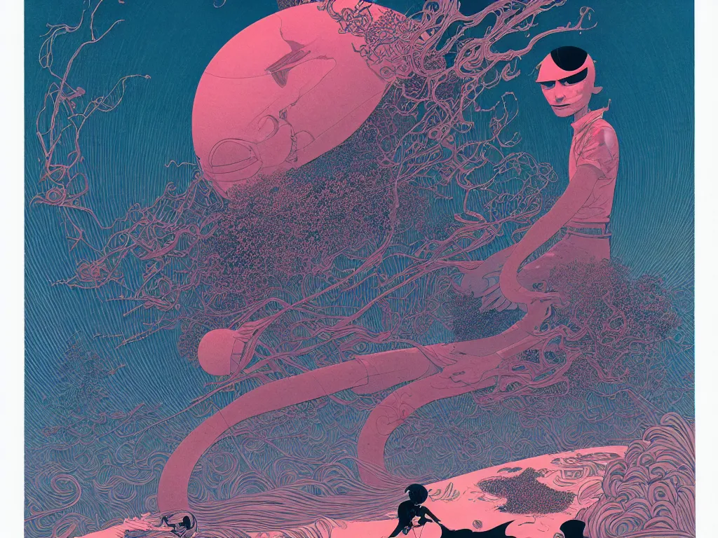 Prompt: beautiful figure by balmy enso, jamie hewlett, nicolas delort, moebius, victo ngai, josan gonzalez, kilian eng