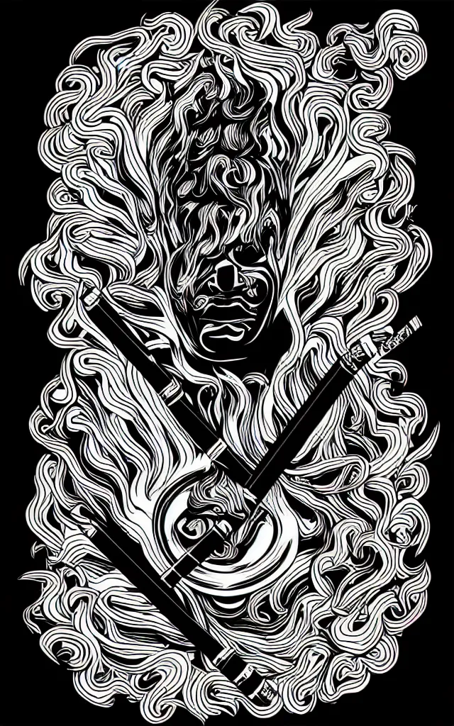 Prompt: adobe illustrator vector graphics digital art of a smoking god, psychedlic monochromatic duoblend