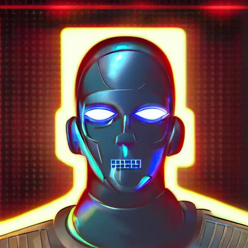 Image similar to Cyberpunk Robot police Mugshot with cyberpunk aesthetic, digital art made