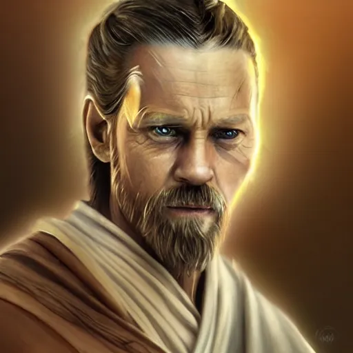 Image similar to stunning digital painting of a jedi master, highly realistic, highly detailed