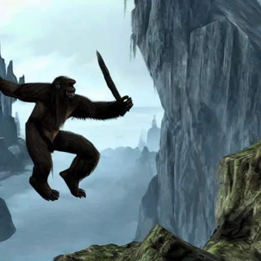 Prompt: King Kong in The Elder Scrolls 5 Skyrim