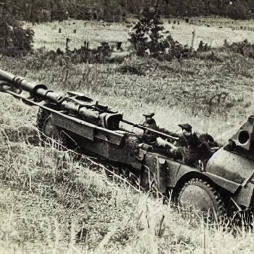 Image similar to a picture of a enormous bear pulling a towed canon behind him, eastern front, ww 2, historical picture