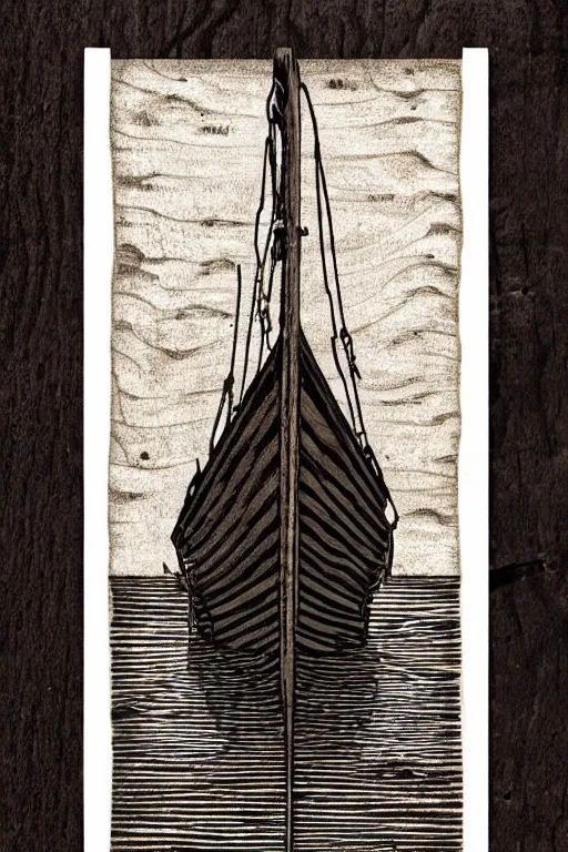 Image similar to a beautiful woodcut print of an old wooden fishing boat, 8 k, frostbite 3 engine, cryengine, dof, trending on artstation, digital art, crepuscular ray, art by roy l davies and tugboat printshop