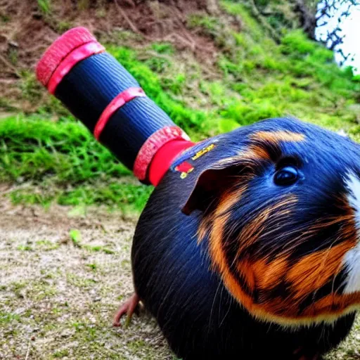 Prompt: a guinea pig wearing a samurai armour, in the style of anime