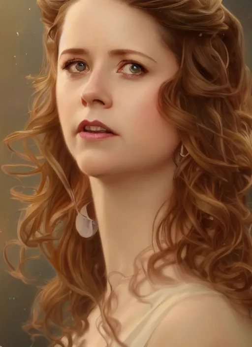 Prompt: beautiful portrait of jenna fischer, by magali villeneuve and greg rutkowski and artgerm and alphonse mucha, intricate, elegant, highly detailed, photorealistic, trending on artstation, trending on cgsociety, 8 k, sharp focus