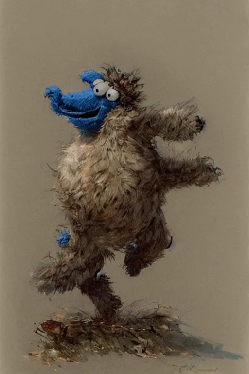 Image similar to ( ( ( ( ( cookie monster. muted colors. ) ) ) ) ) by jean - baptiste monge!!!!!!!!!!!!!!!!!!!!!!!!!!!