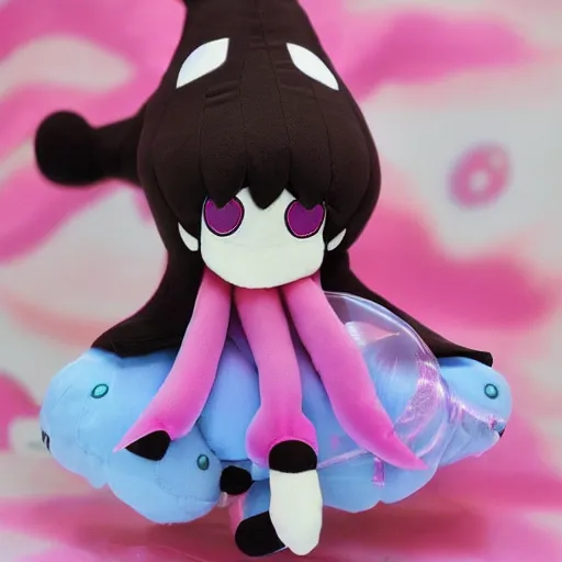 Prompt: cute fumo plush, anime girl, a squid spider octopus jellyfish girl