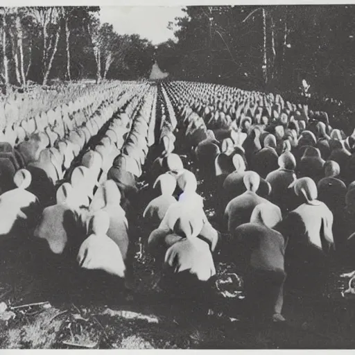 Image similar to A rare 1938 picture of the Frumaji - a sepratist sect of Pennsyvania farmers who worshiped a giant potato