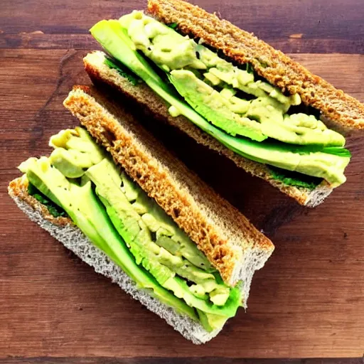 Prompt: sandwich with avocado and rosted tofu