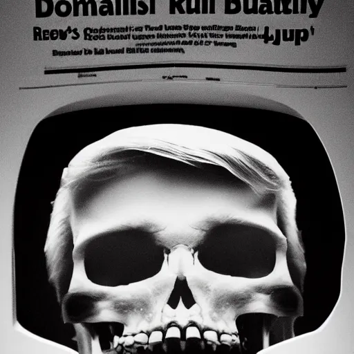 Image similar to a cross section of donald trump's skull containing a small man in a reclining chair