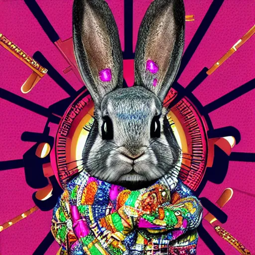 Image similar to blinged out rabbit, rap album cover, detailed, 4 k