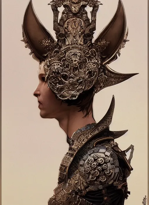 Image similar to symmetry!! portrait of a pet rat wearing detailed ornate armor, intricate, elegant, highly detailed, my rendition, digital painting, behance, concept art, smooth, sharp focus, illustration, art by artgerm and greg rutkowski and alphonse mucha and huang guangjian and gil elvgren and sachin teng