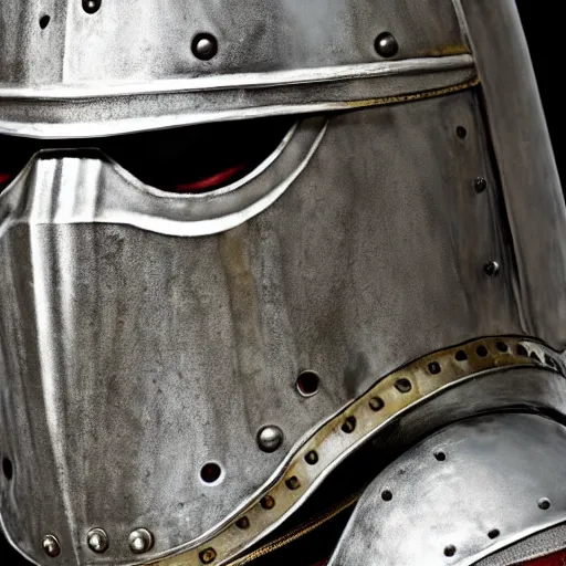 Prompt: close - up of an armoured knight in a movie directed by christopher nolan, movie still frame, promotional image, imax 7 0 mm footage