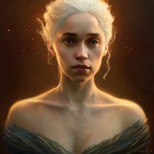 Image similar to the mother of dragons, beautiful oil painting, high detail, oil painting, greg rutkowski, charlie bowater, beeple, unreal 5, daz, hyperrealistic, octane render, rpg portrait, dynamic lighting, fantasy art, beautiful face