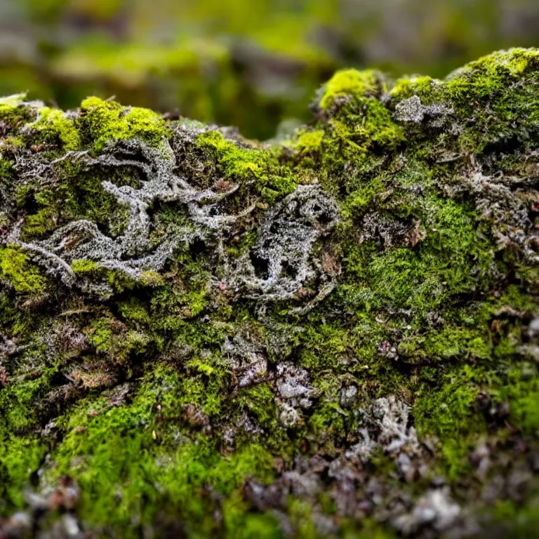 Prompt: a drawn picture lichens and moss close-up various fungus, mushrooms and plants, Atmospheric phenomenon, artistic photography, muted colors, conceptual, long exposure outside the city
