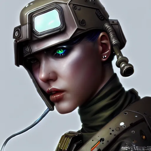 Prompt: female cyberpunk soldier, very detailed, realistic face, detailed face, matte, tonemapping, bbwchan, perfection, 4 k, cushart krenz