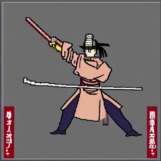 Prompt: Beautiful samurai pixel art by UltraIndigoNFT and Junji Ito , post-processing , perfectly shaded cel animation, kendo stance