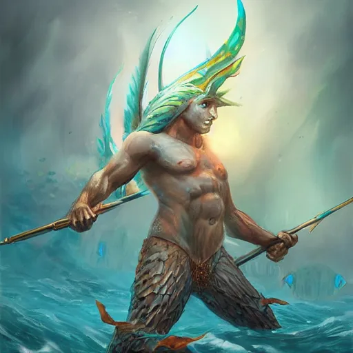 Prompt: merfolk at war, trending on artstation, ultra fine detailed, hyper detailed, hd, concept art, digital painting