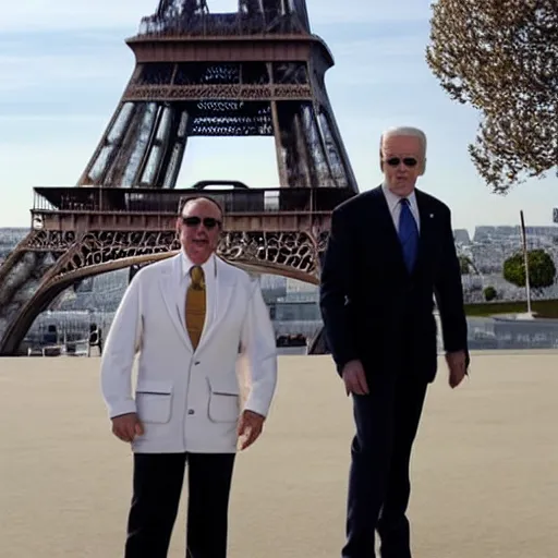 Image similar to walter white and joe biden in paris