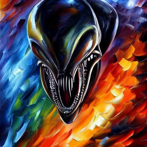 Prompt: xenomorph by leonid afremov