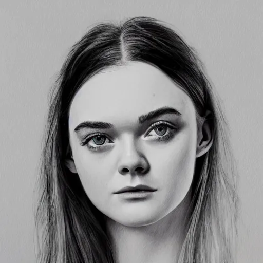 Prompt: professional painting of Elle Fanning in the style of Tony Moore, head and shoulders portrait, symmetrical facial features, smooth, sharp focus, illustration, intricate, stormy weather, extremely detailed masterpiece,