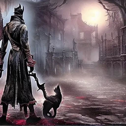 Image similar to bloodborne but with cats