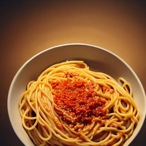 Image similar to cinematic shot a bowl of spaghetti, hyper realistic, mood lighting, fantasy, detailed face, highly detailed, super realistic, perfect lighting