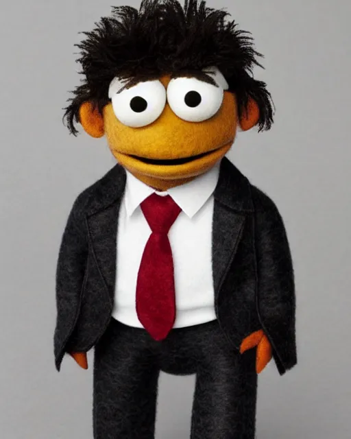 Prompt: oscar from the office as a muppet. highly detailed felt. hyper real photo. 4 k.