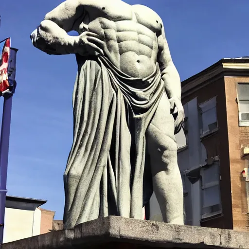 Image similar to giant roman statue of bernie sanders