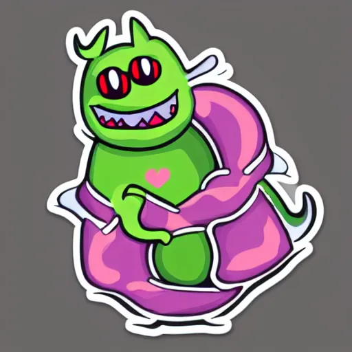 Image similar to a sticker illustration of a cute little monster, vectorized