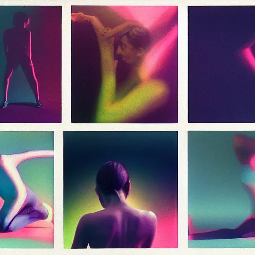 Image similar to nike campaign in the style of tyler mitchel, blue rays, redshift, wide shot, coloured polaroid photograph, pastel, kodak film, hyper real, stunning moody cinematography, by maripol, fallen angels by wong kar - wai, 3 5 mm, style of suspiria and neon demon, david hockney, detailed, film photography