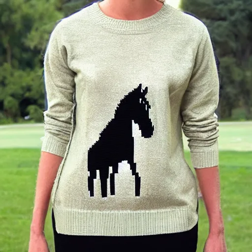 Image similar to horse wearing a sweater with a horse on it