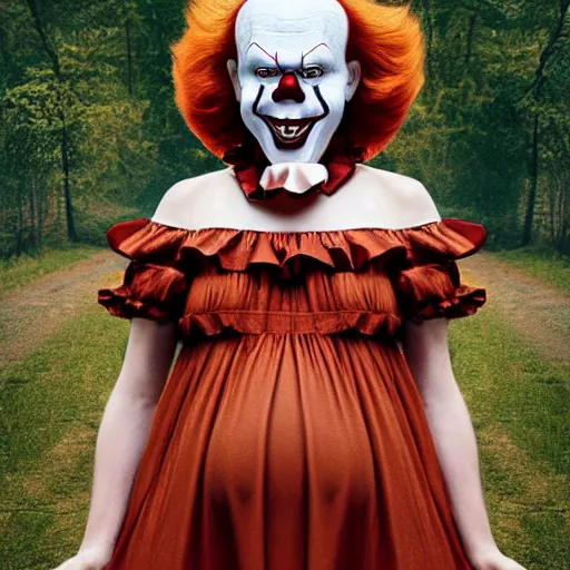 Image similar to Pennywise but he is pregnant fashion photo professional