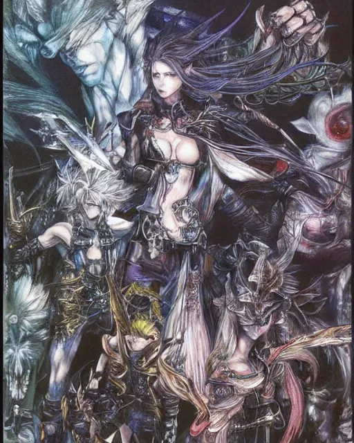 Image similar to conceptual art from from final fantasy by master artist yoshitaka amano, masterpiece w 1 0 2 4