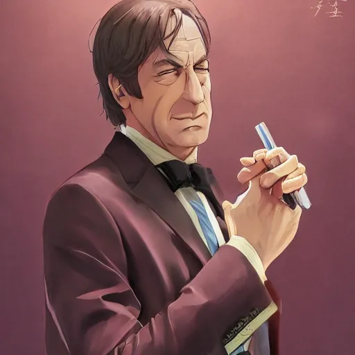 Image similar to portrait of saul goodman, anime fantasy illustration by tomoyuki yamasaki, kyoto studio, madhouse, ufotable, trending on artstation