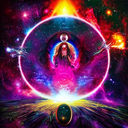 Image similar to galaxy, psychedelic heavy metal cover album