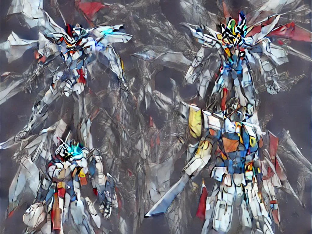 Image similar to Gundam Factory by Yoshitaka Amano