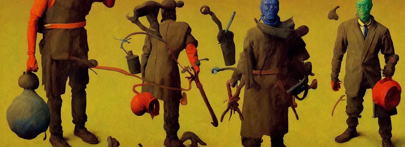 Image similar to full - body portrait surreal colorful clay fighting artstation rpg gentleman character concept art anatomy, action pose, very coherent and colorful high contrast masterpiece by norman rockwell franz sedlacek hieronymus bosch dean ellis simon stalenhag rene magritte gediminas pranckevicius, dark shadows, sunny day, hard lighting, reference sheet white! background