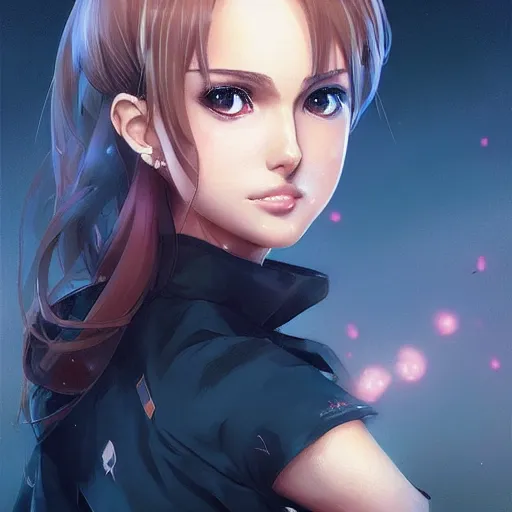 Image similar to anime portrait of Natalie Portman as an anime girl by Stanley Artgerm Lau, WLOP, Rossdraws, James Jean, Andrei Riabovitchev, Marc Simonetti, and Sakimichan, trending on artstation