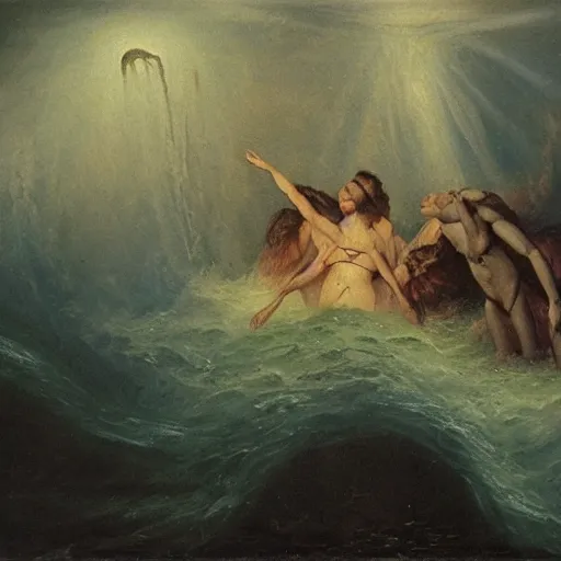 Image similar to the abyss, 1 9 th century oil painting