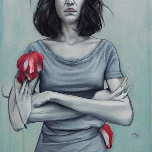 Image similar to maia sandu hyperrealistic, style of james jean