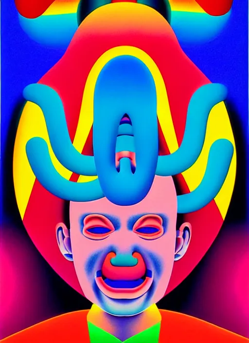 Image similar to devil by shusei nagaoka, kaws, david rudnick, airbrush on canvas, pastell colours, cell shaded, 8 k