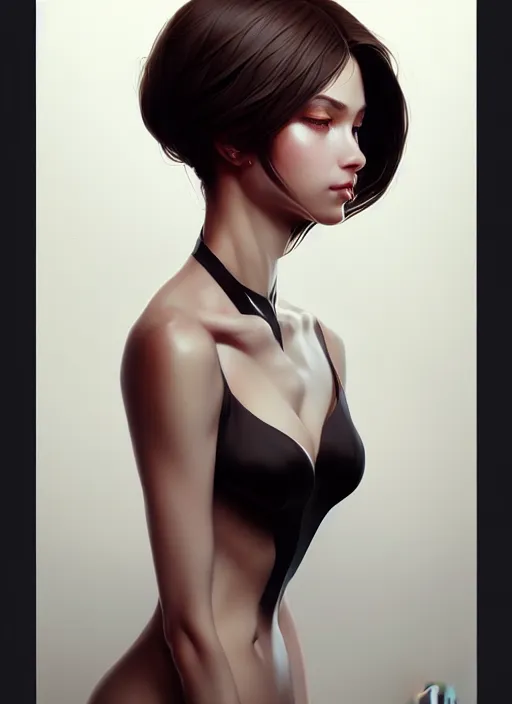 Prompt: 3 / 4 view of a portrait of woman, confident pose, intricate, elegant, sharp focus, illustration, highly detailed, concept art, matte, trending on artstation, anime, art by wlop and artgerm and greg rutkowski, ilya kuvshinov, strong strokes,