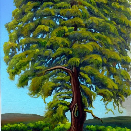 Image similar to a painting of a tree in the stlyle of