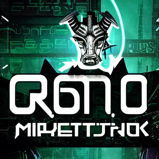 Prompt: cyberpunk minotaur logo