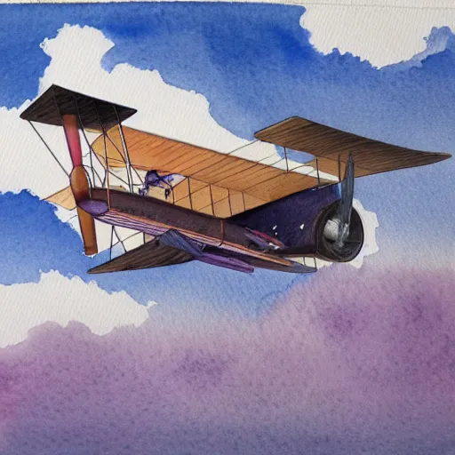 Image similar to Watercolour of wright brother airplane flying in space