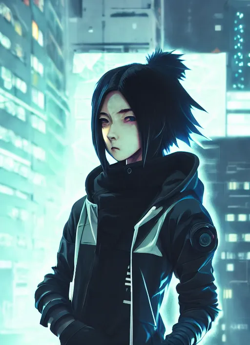 Image similar to cyberpunk anime girl in hoodie, grafity, neonpunk, alita, arcane, fortiche, action, tokyo street, detail, good face, pose model, concept art, in style of yoji shinkawa, pan ren wei, col price, atey ghailan, by greg rutkowski, aesthetic