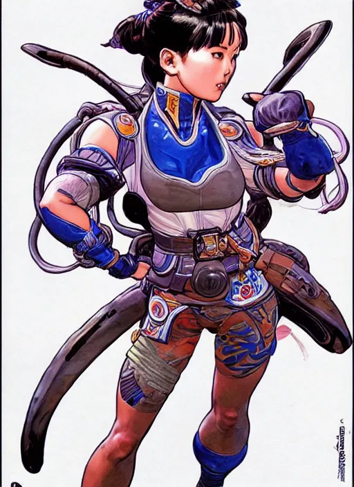 Image similar to apex legends chun li. concept art by james gurney and mœbius.