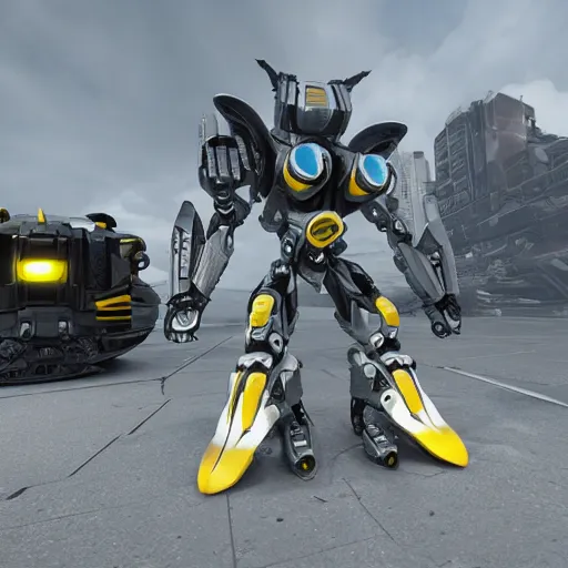 Image similar to hard surface, robotic platform, based on bumblebee, unreal engine