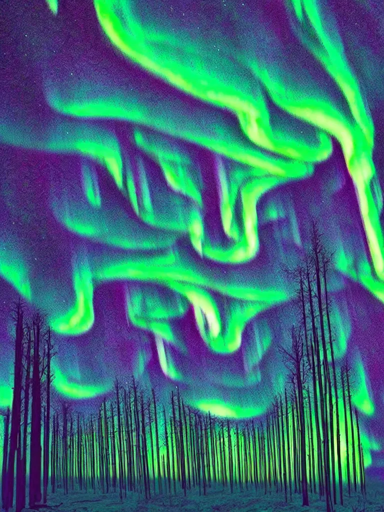 Prompt: thorncrown chapel johfra bosschart, northern lights by gerhard richter, northern lights by beeple